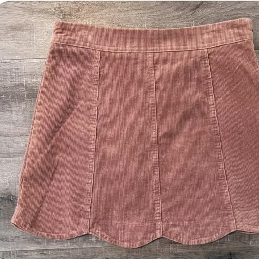 Altar'd State Rose Corduroy Scallop Hem Mini Skirt